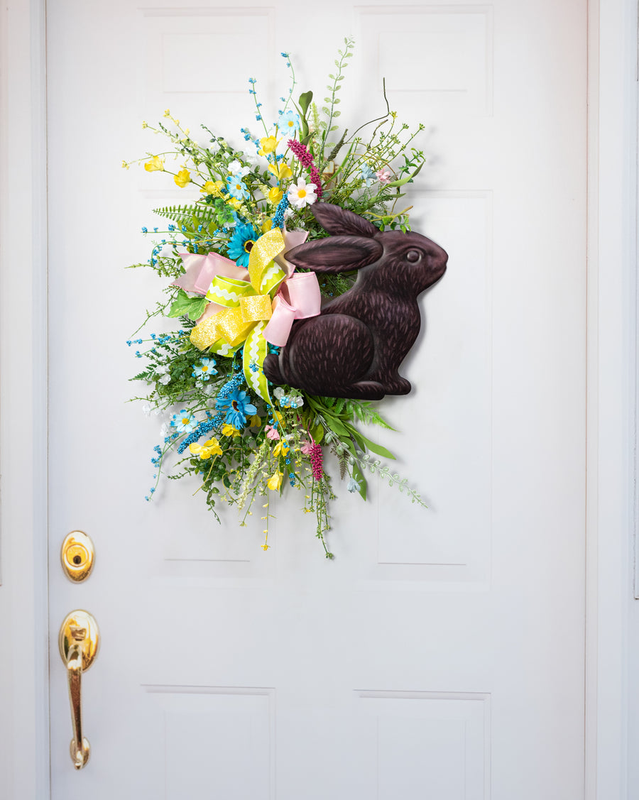 12" Embossed Metal Sign: Dark Chocolate Bunny