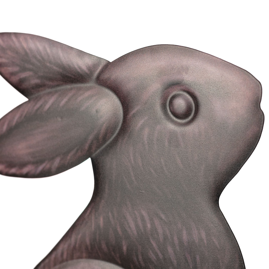 12" Embossed Metal Sign: Dark Chocolate Bunny