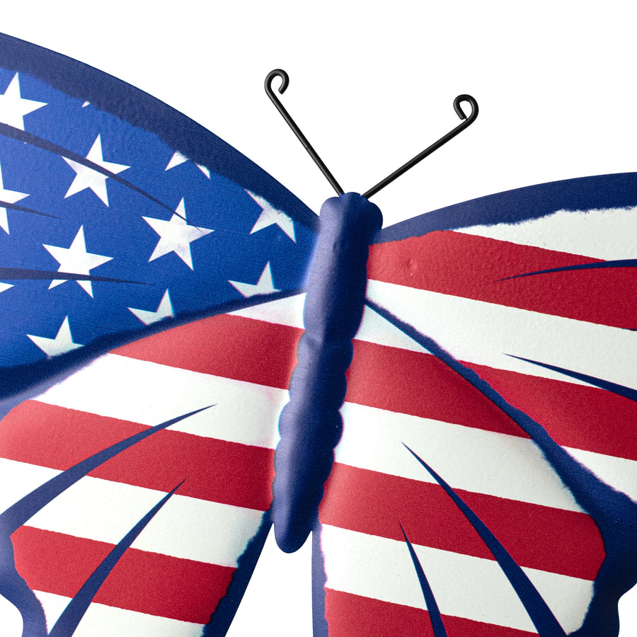 13" Embossed Metal Sign: Patriotic Swallowtail Butterfly