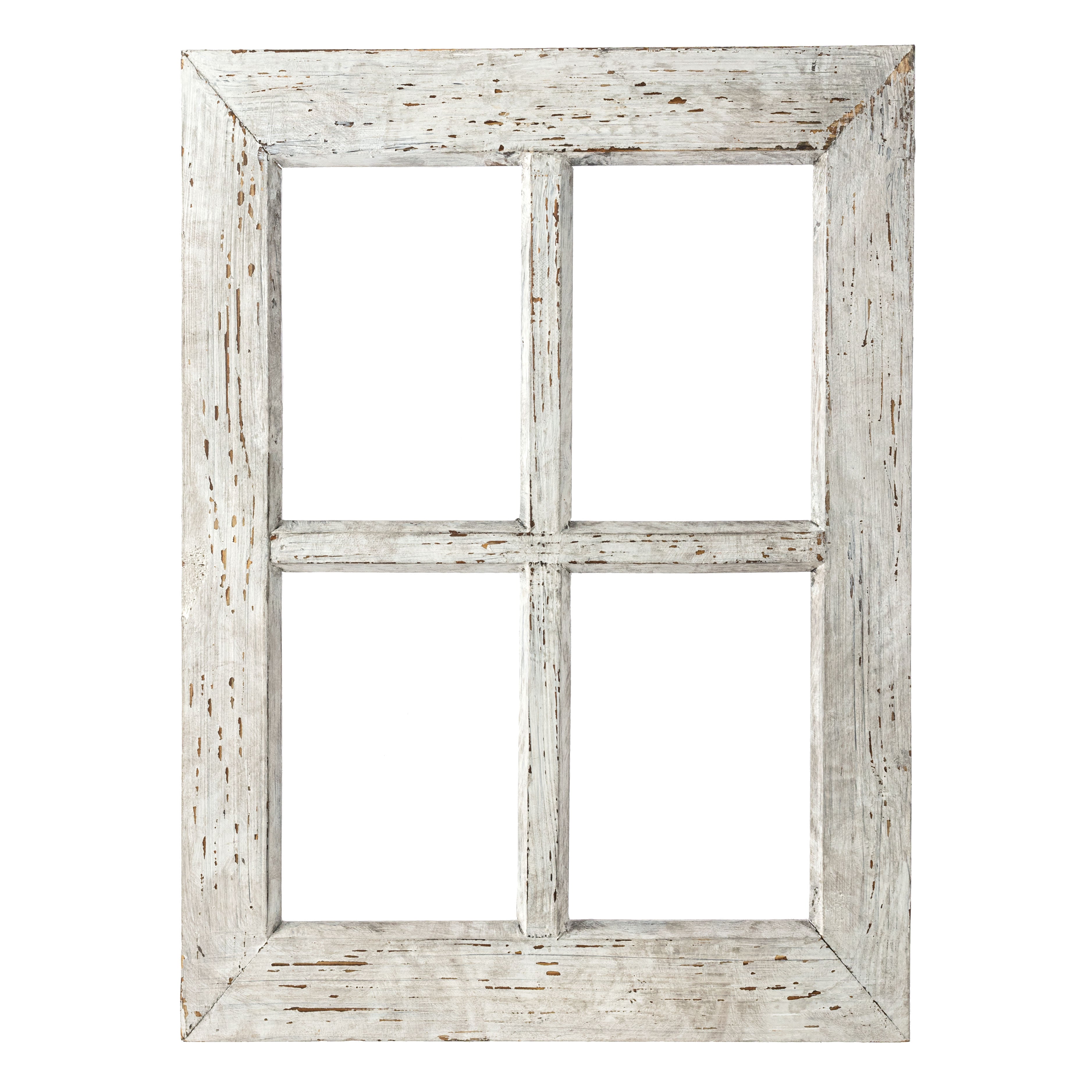 20" x 15" Decorative Wood Window: Antique Grey