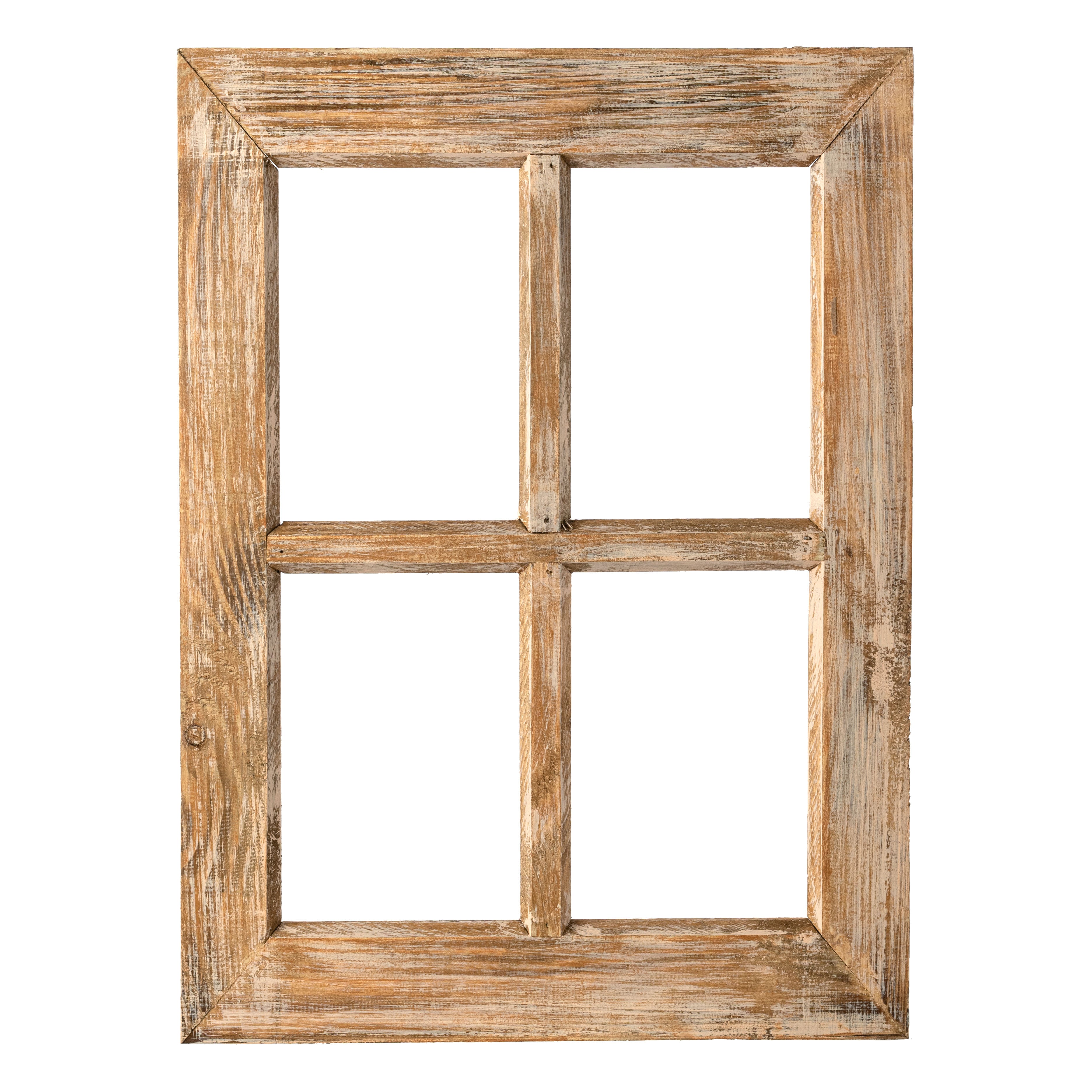 20" x 15" Decorative Wood Window: Antique Natural