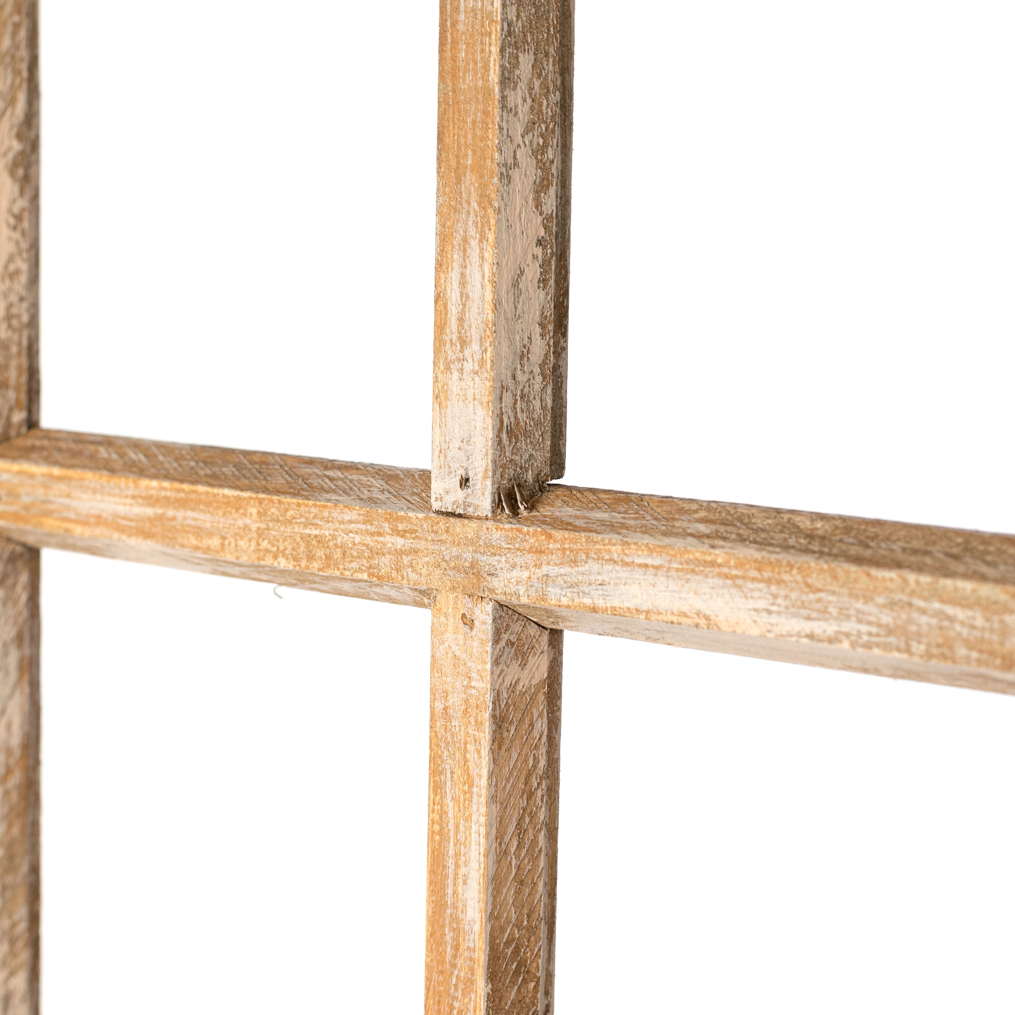 20" x 15" Decorative Wood Window: Antique Natural