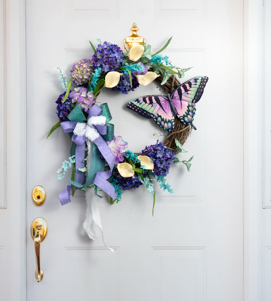 13" Embossed Metal Sign: Pastel Swallowtail Butterfly