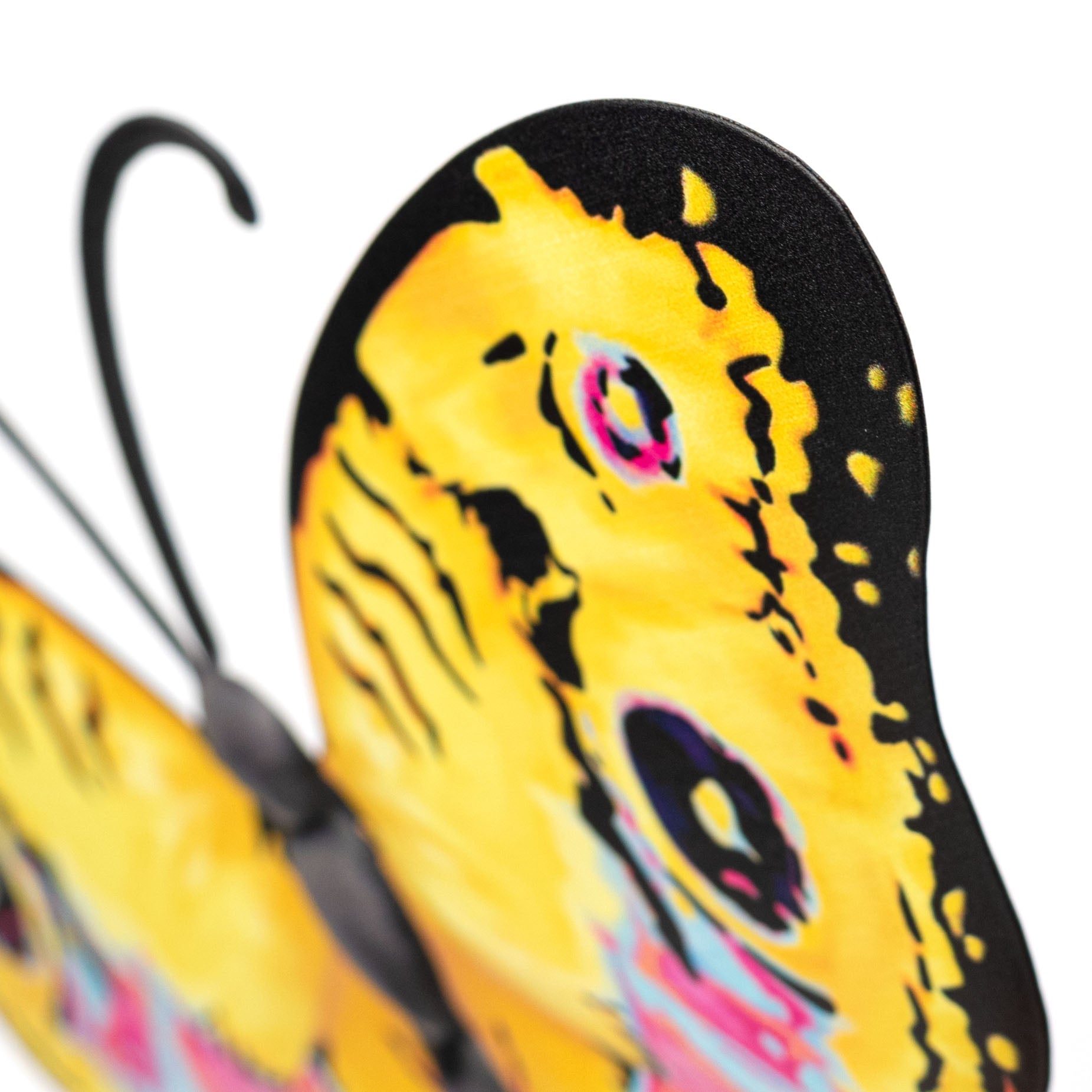 12" Embossed Metal Sign: Yellow Peacock Butterfly