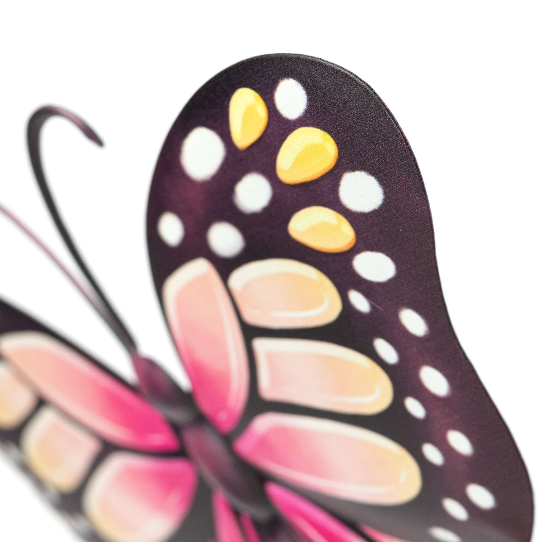 12" Embossed Metal Sign: Peach & Pink Monarch Butterfly