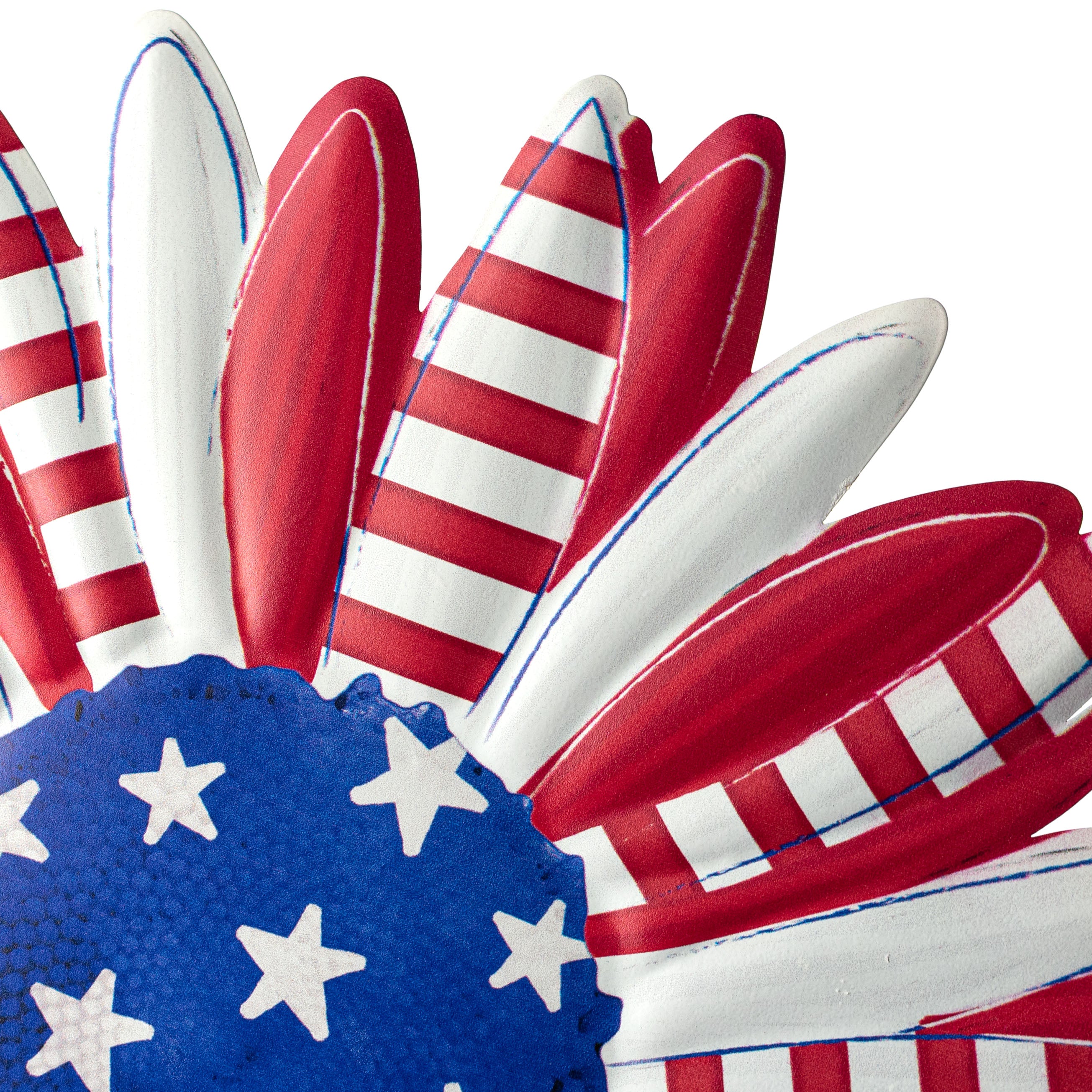 12" Embossed Metal Sign: Patriotic Stars & Stripes Flower