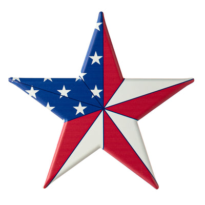 10" Embossed Metal Sign: Patriotic USA Flag Star