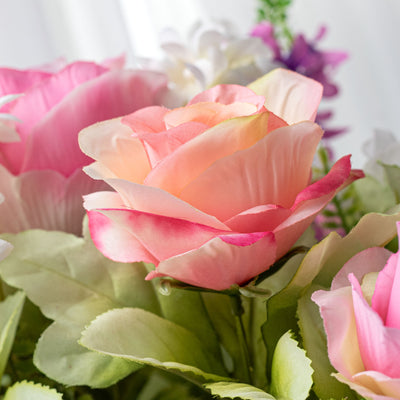 21" Rose, Hyacinth & Daisy Bush: Pink Mix (14 Stem)