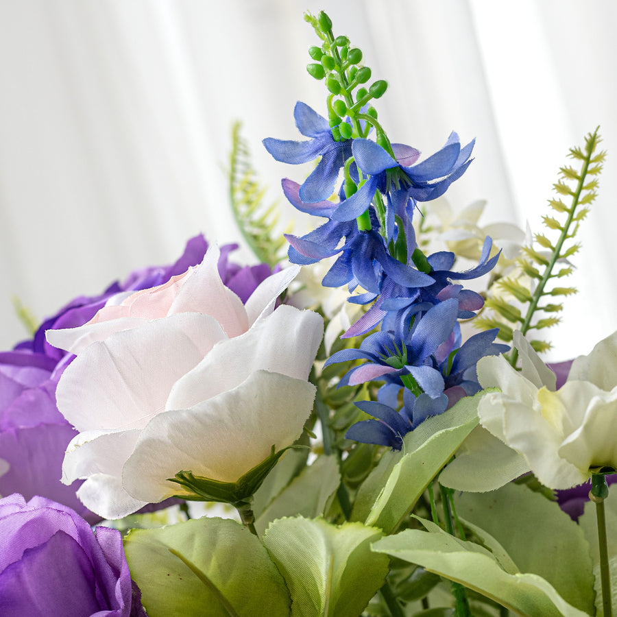 21" Rose, Hyacinth & Daisy Bush: Purple Mix (14 Stem)