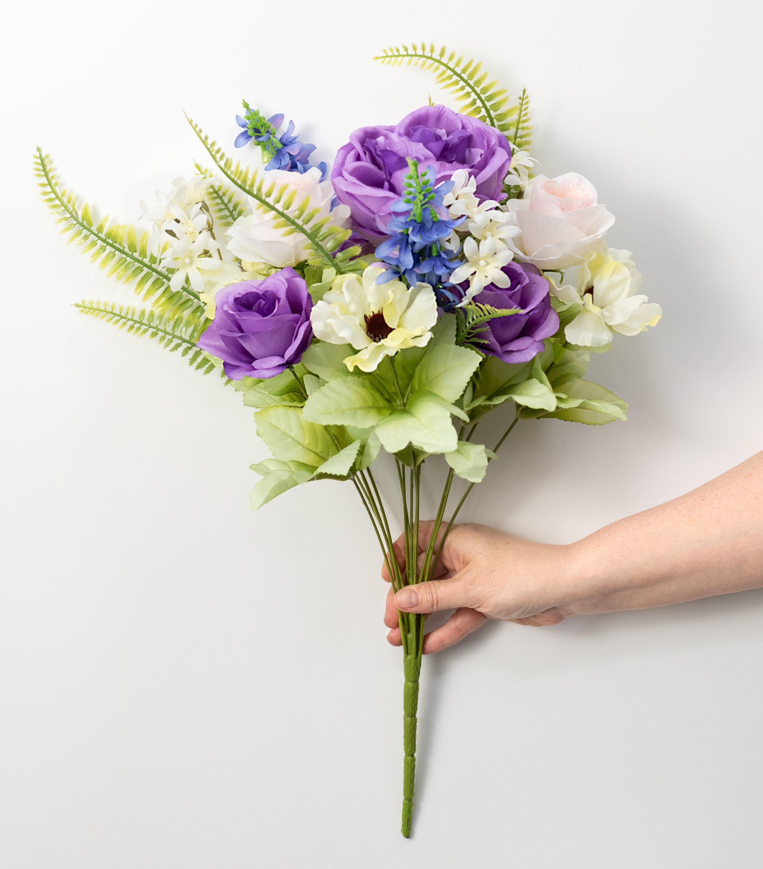 21" Rose, Hyacinth & Daisy Bush: Purple Mix (14 Stem)