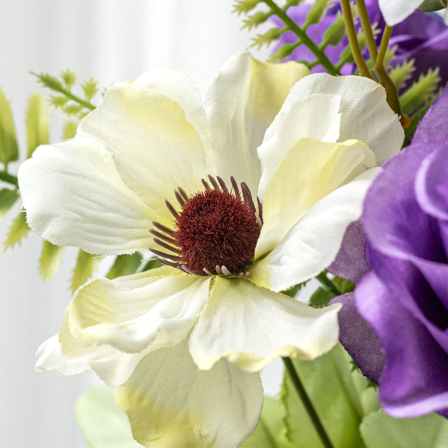 21" Rose, Hyacinth & Daisy Bush: Purple Mix (14 Stem)