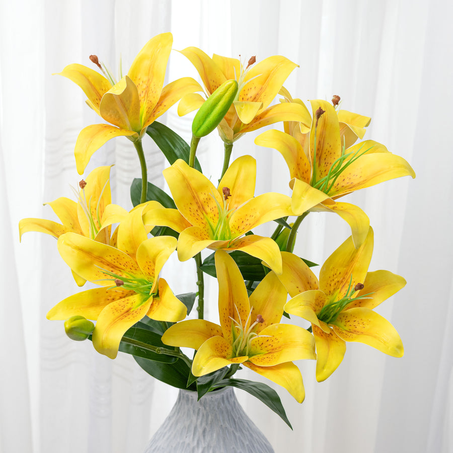 21" Lily Bush: Yellow (9 Stem)