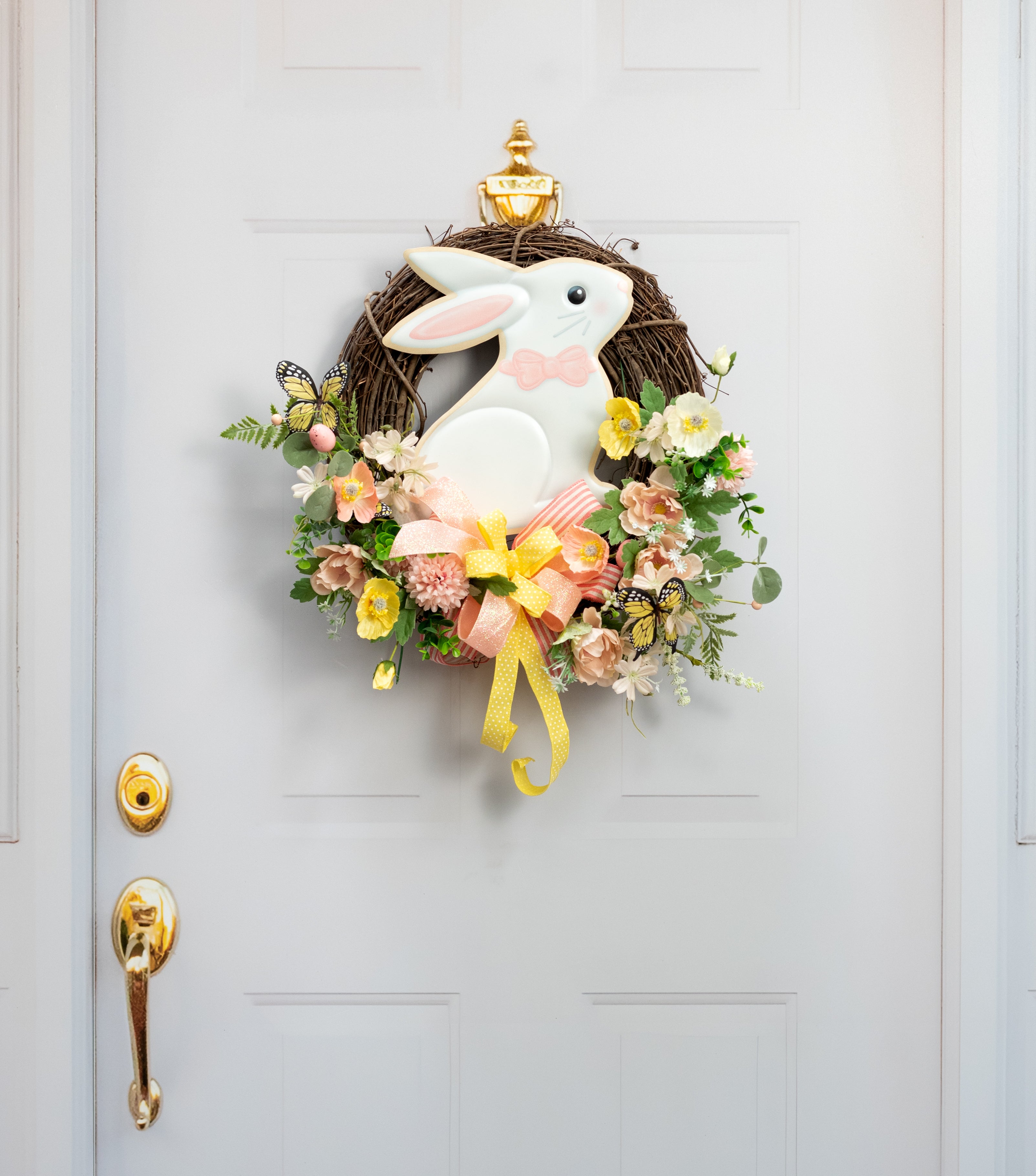 12" Embossed Metal Sign: White Bunny Cookie