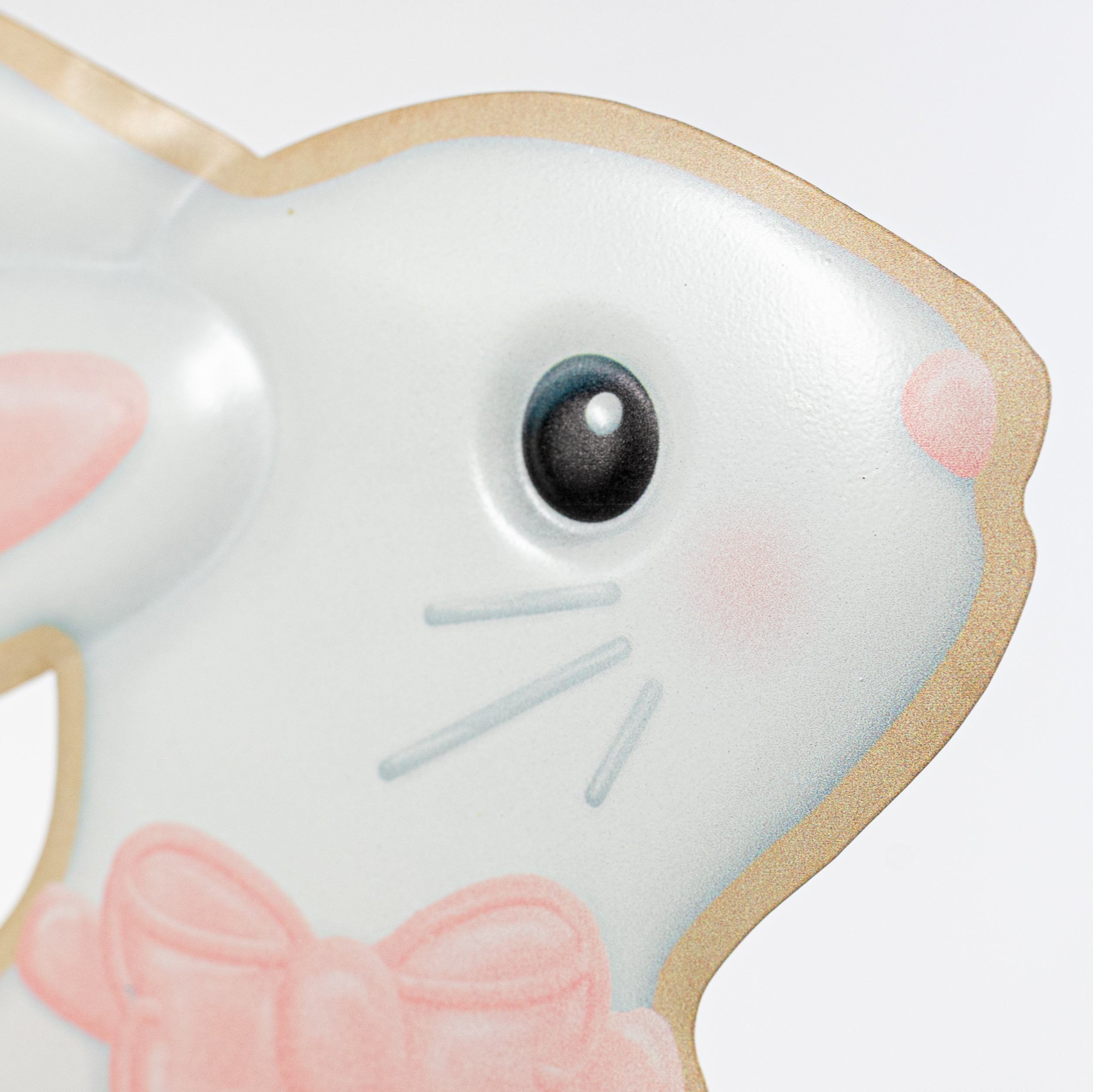 12" Embossed Metal Sign: White Bunny Cookie