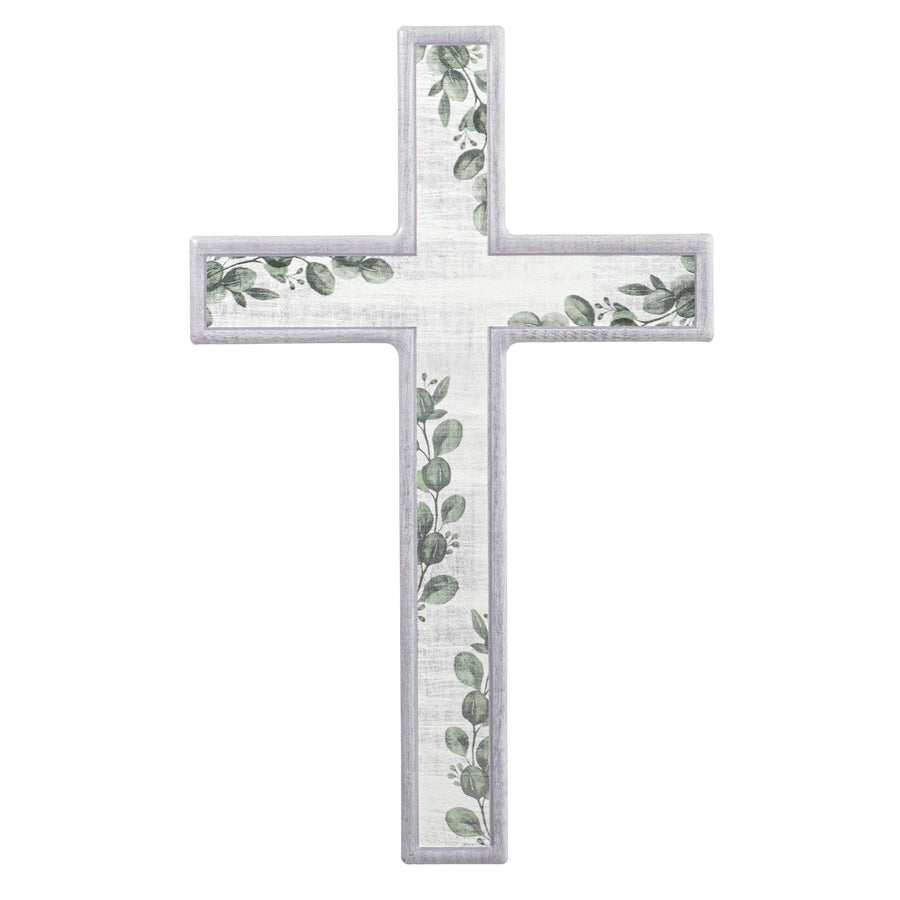 16" Embossed Metal Sign: Eucalyptus Cross
