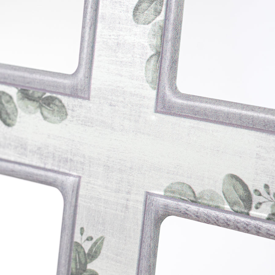 16" Embossed Metal Sign: Eucalyptus Cross