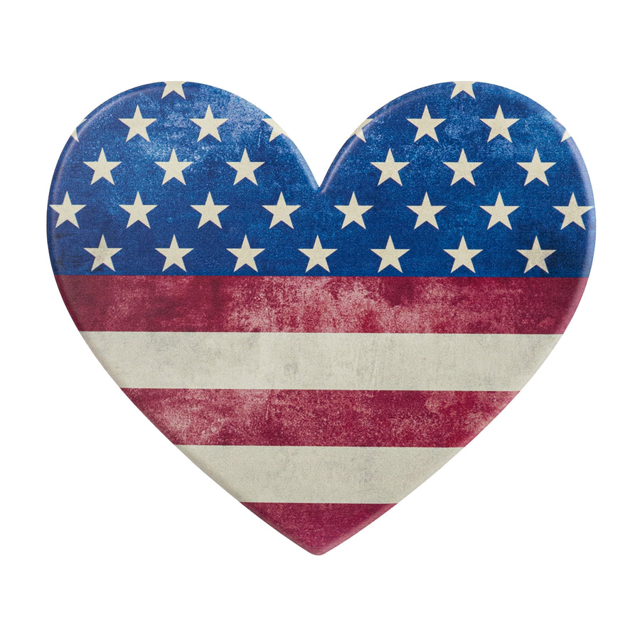 10" Embossed Metal Sign: Patriotic Distressed Heart