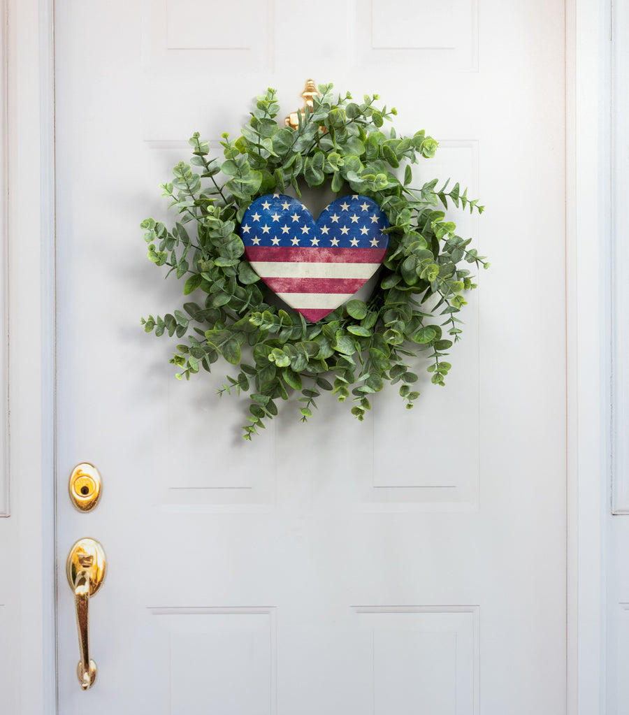 10" Embossed Metal Sign: Patriotic Distressed Heart