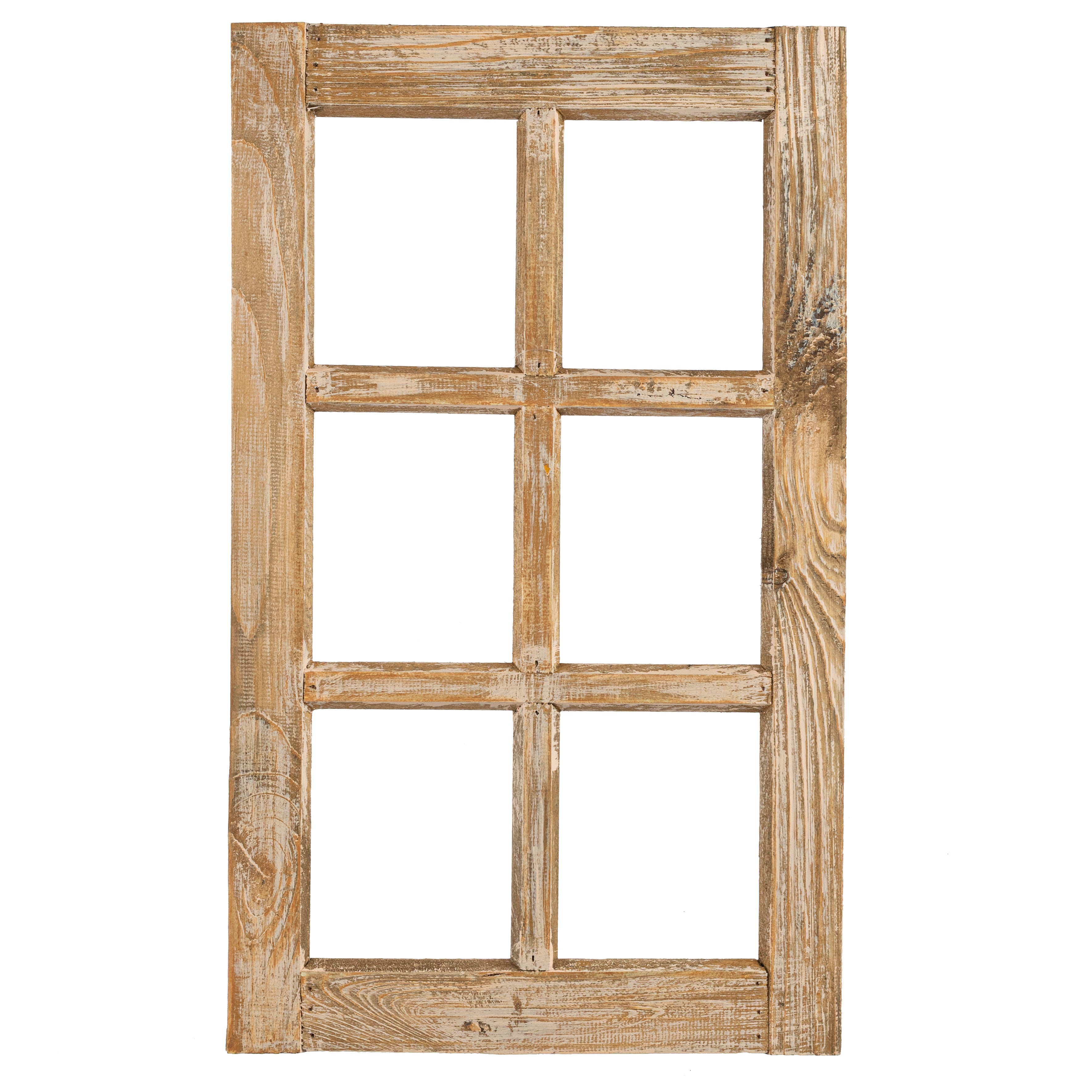 20" x 12" Decorative Wood Window: Antique Natural