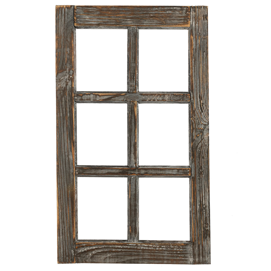 20" x 12" Decorative Wood Window: Antique Brown