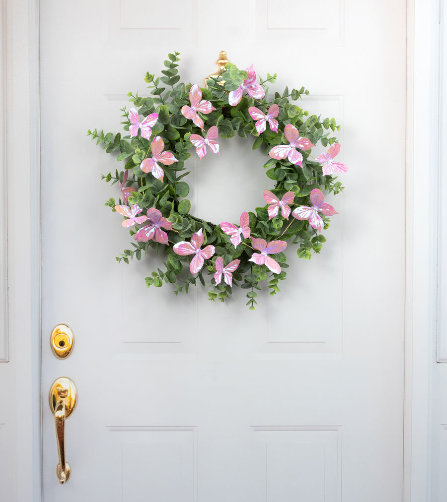 55" Plastic Butterfly Garland: Iridescent Pink