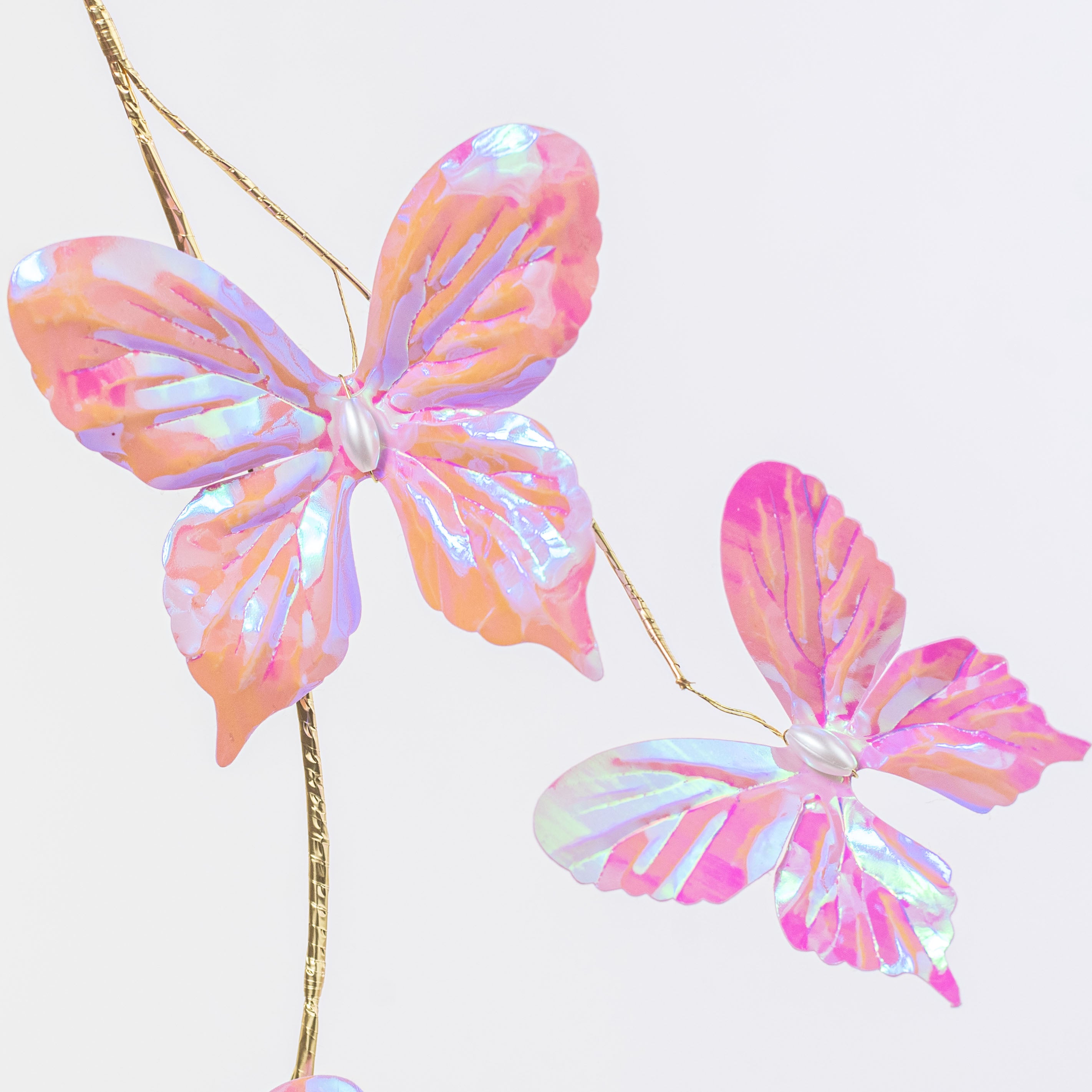 55" Plastic Butterfly Garland: Iridescent Pink