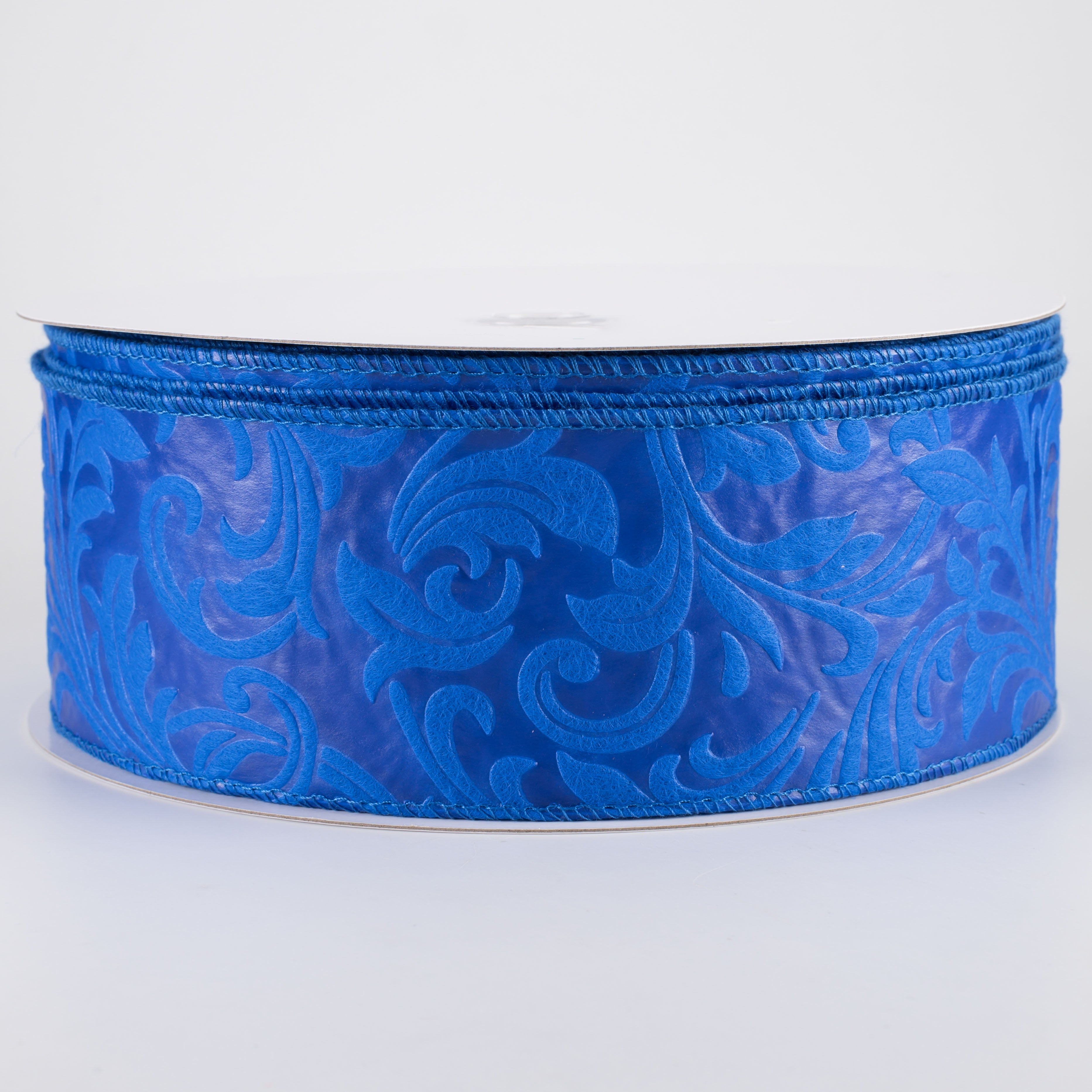 2.5" Embossed Leaf Filagree Breeze Ribbon: Royal Blue (50 Yards)