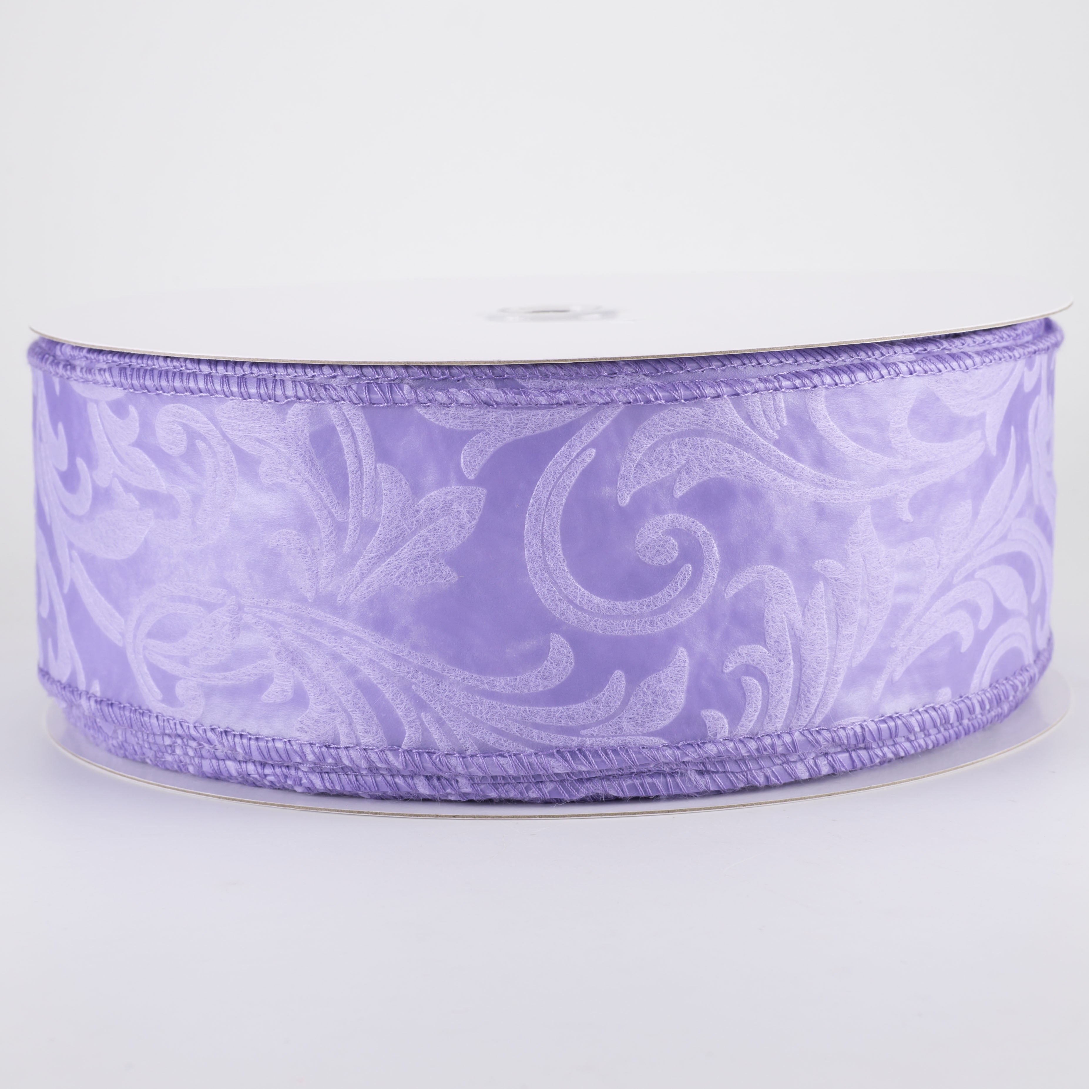 2.5" Embossed Leaf Filagree Breeze Ribbon: Lilac Purple (50 Yards)