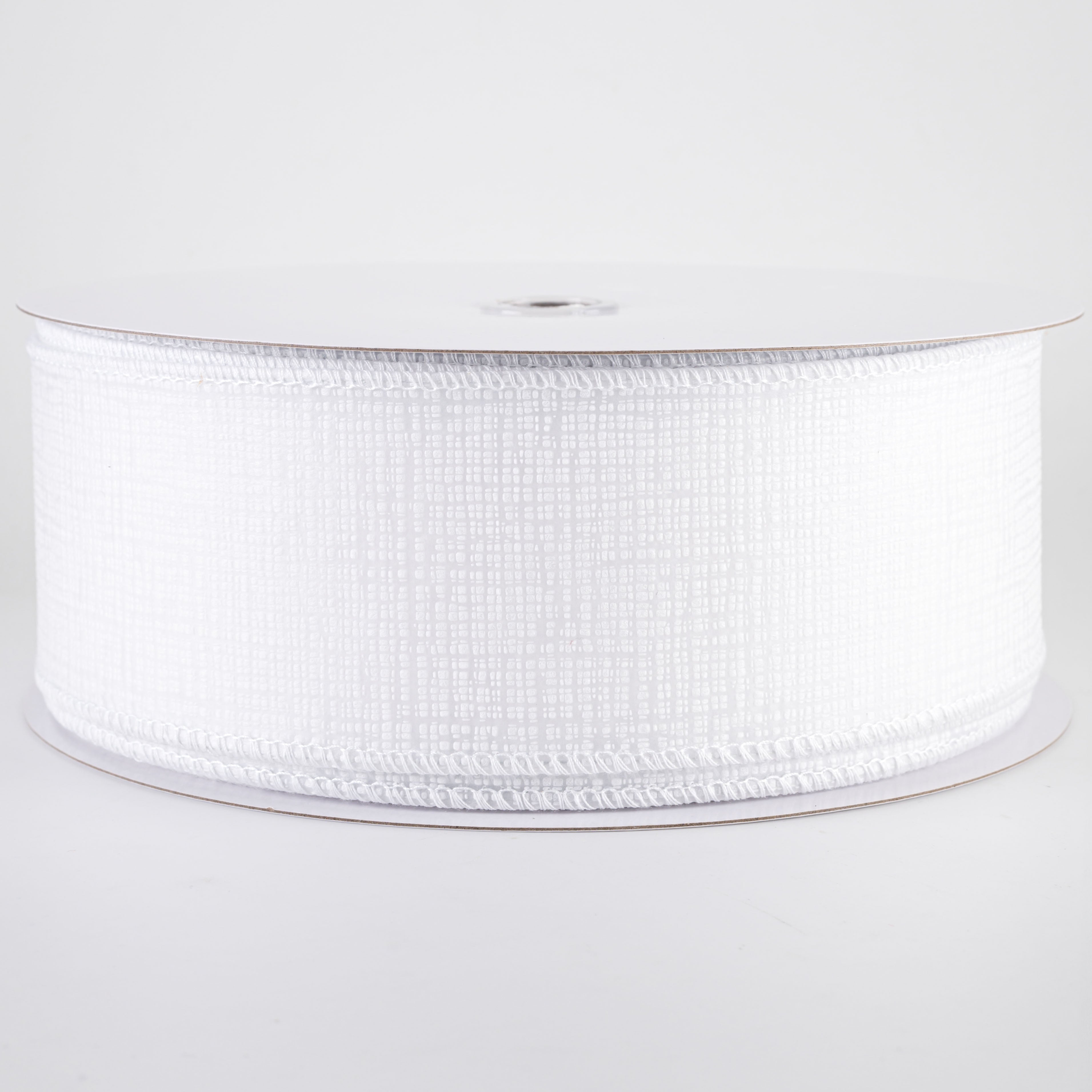 2.5" Embossed Crosshatch Breeze Ribbon: White (50 Yards)