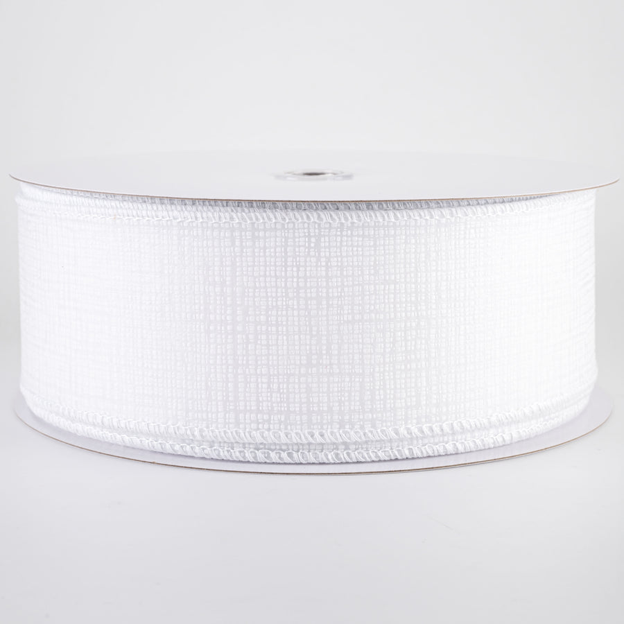 2.5" Embossed Crosshatch Breeze Ribbon: White (50 Yards)