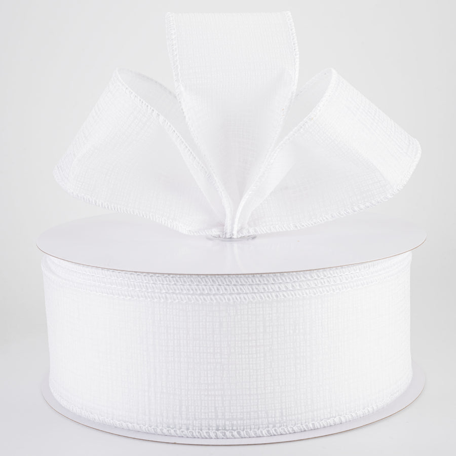 2.5" Embossed Crosshatch Breeze Ribbon: White (50 Yards)