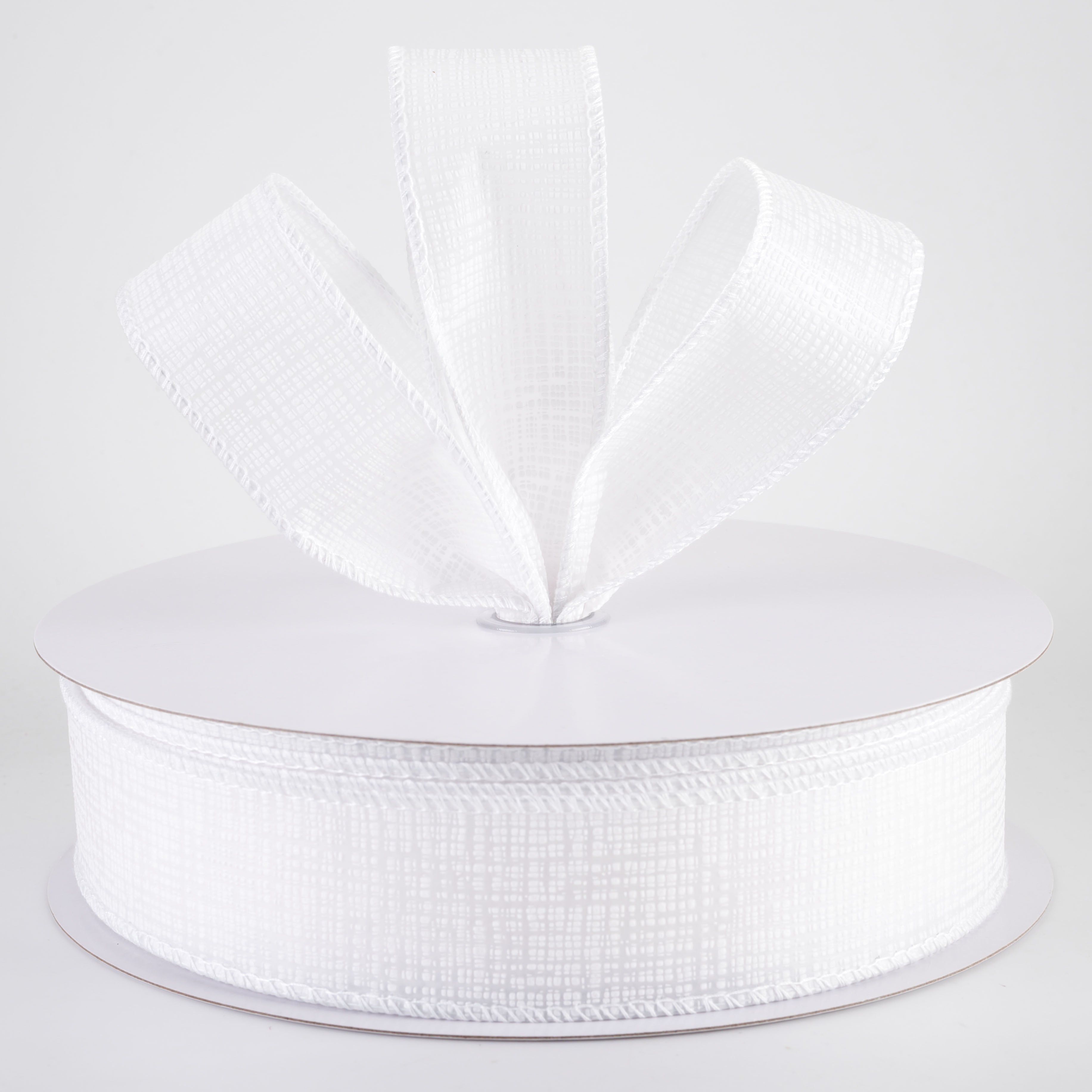 1.5" Embossed Crosshatch Breeze Ribbon: White (50 Yards)