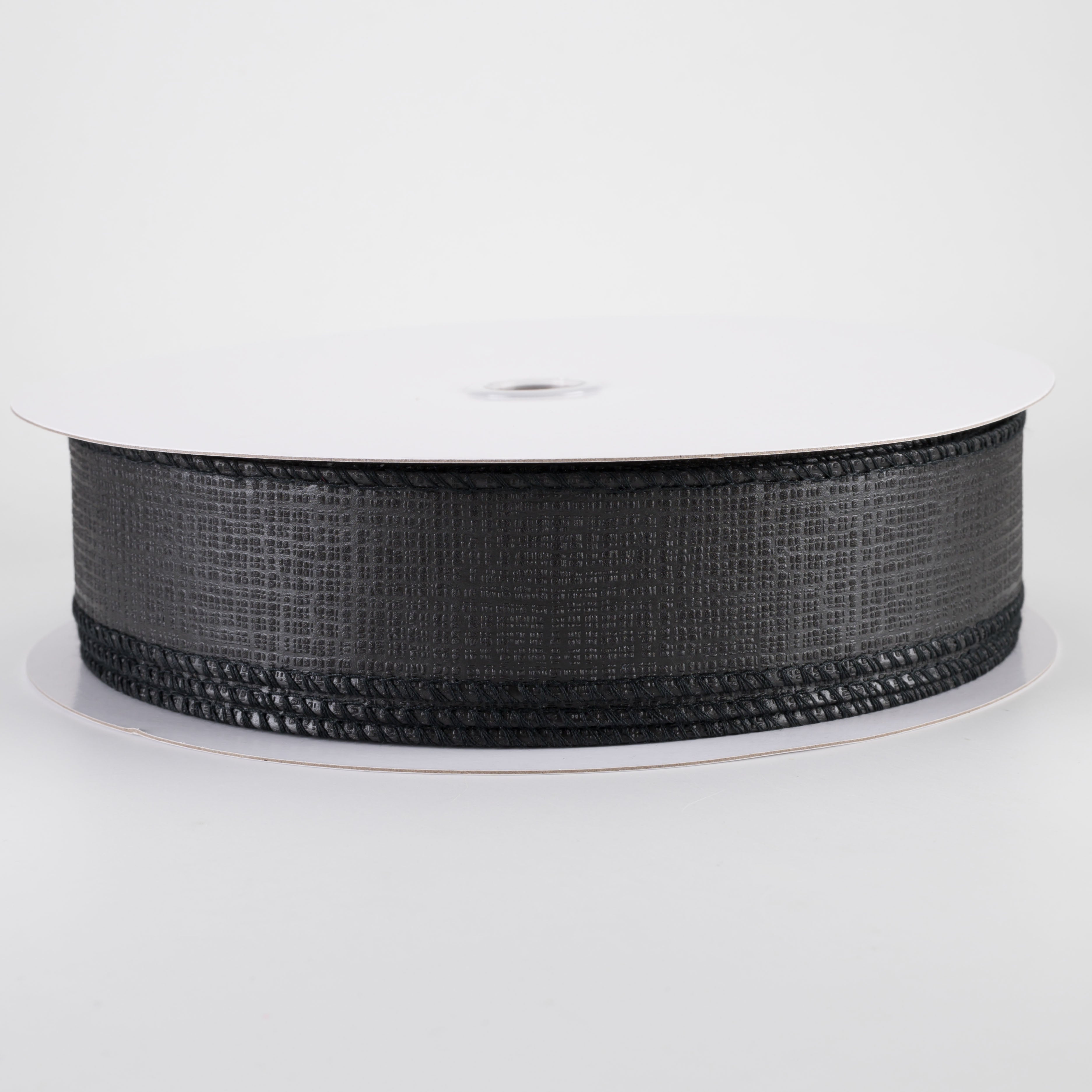 1.5" Embossed Crosshatch Breeze Ribbon: Black (50 Yards)