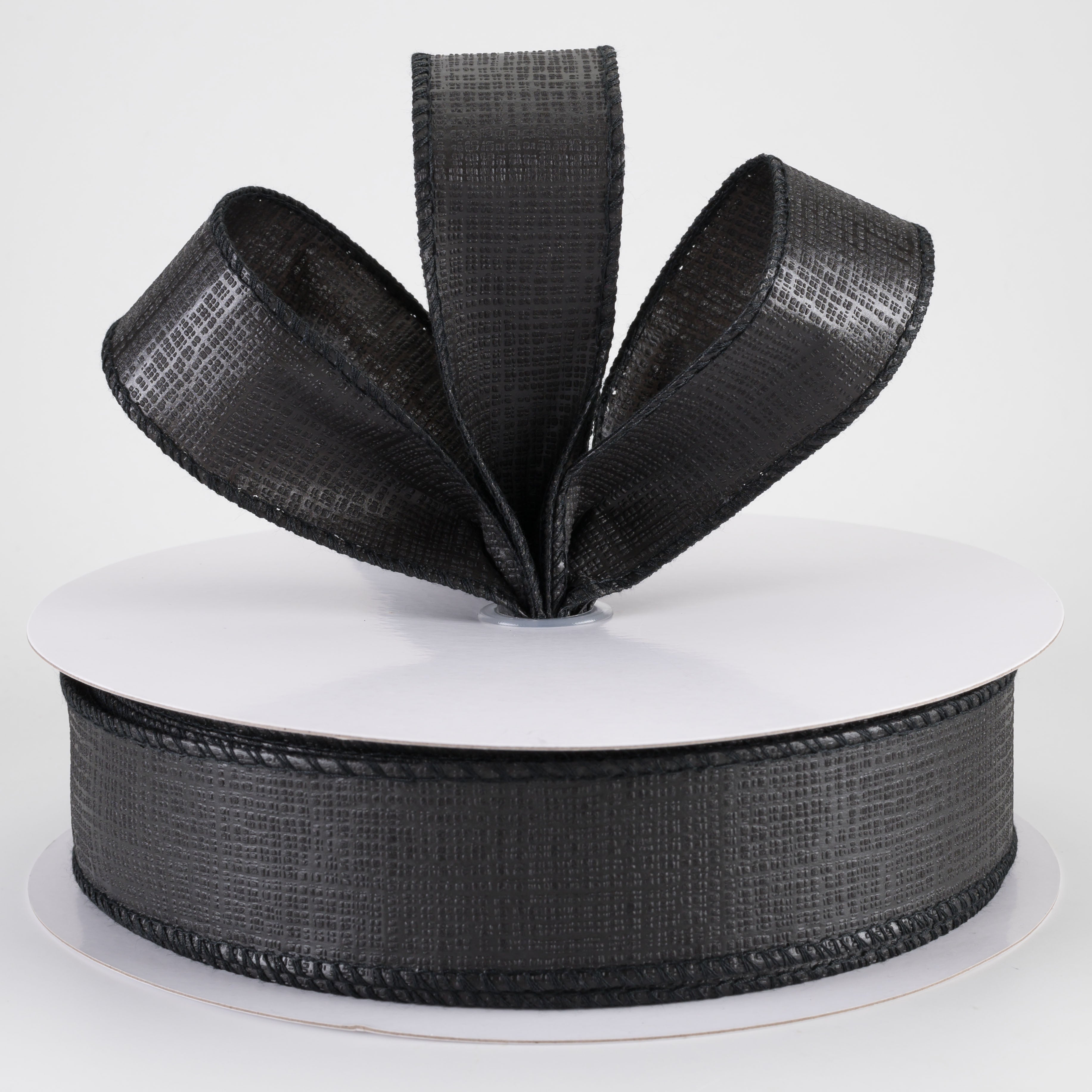 1.5" Embossed Crosshatch Breeze Ribbon: Black (50 Yards)