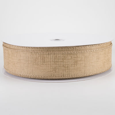 1.5" Embossed Crosshatch Breeze Ribbon: Burlap Tan (50 Yards)