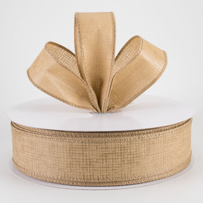 1.5" Embossed Crosshatch Breeze Ribbon: Burlap Tan (50 Yards)