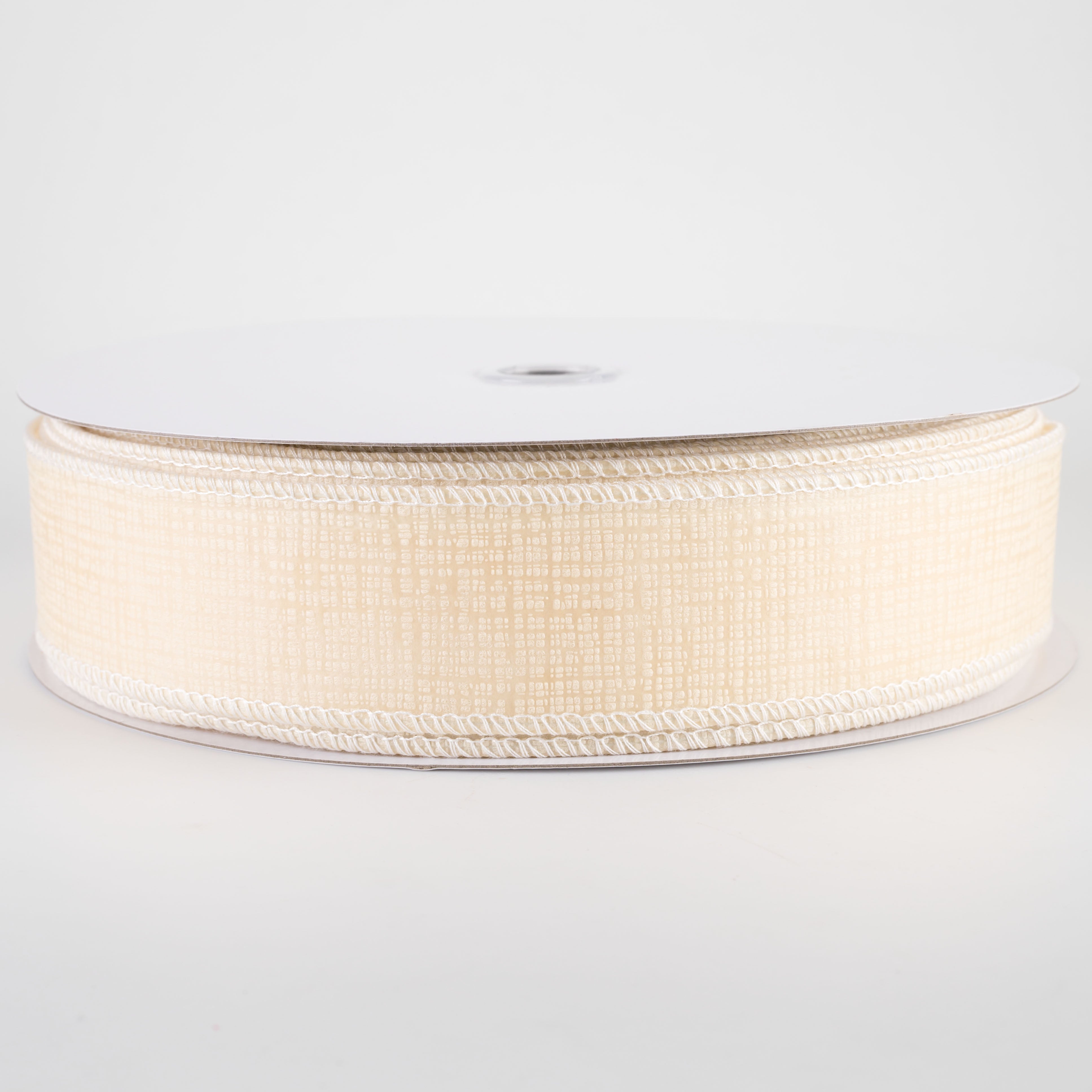 1.5" Embossed Crosshatch Breeze Ribbon: Ivory (50 Yards)