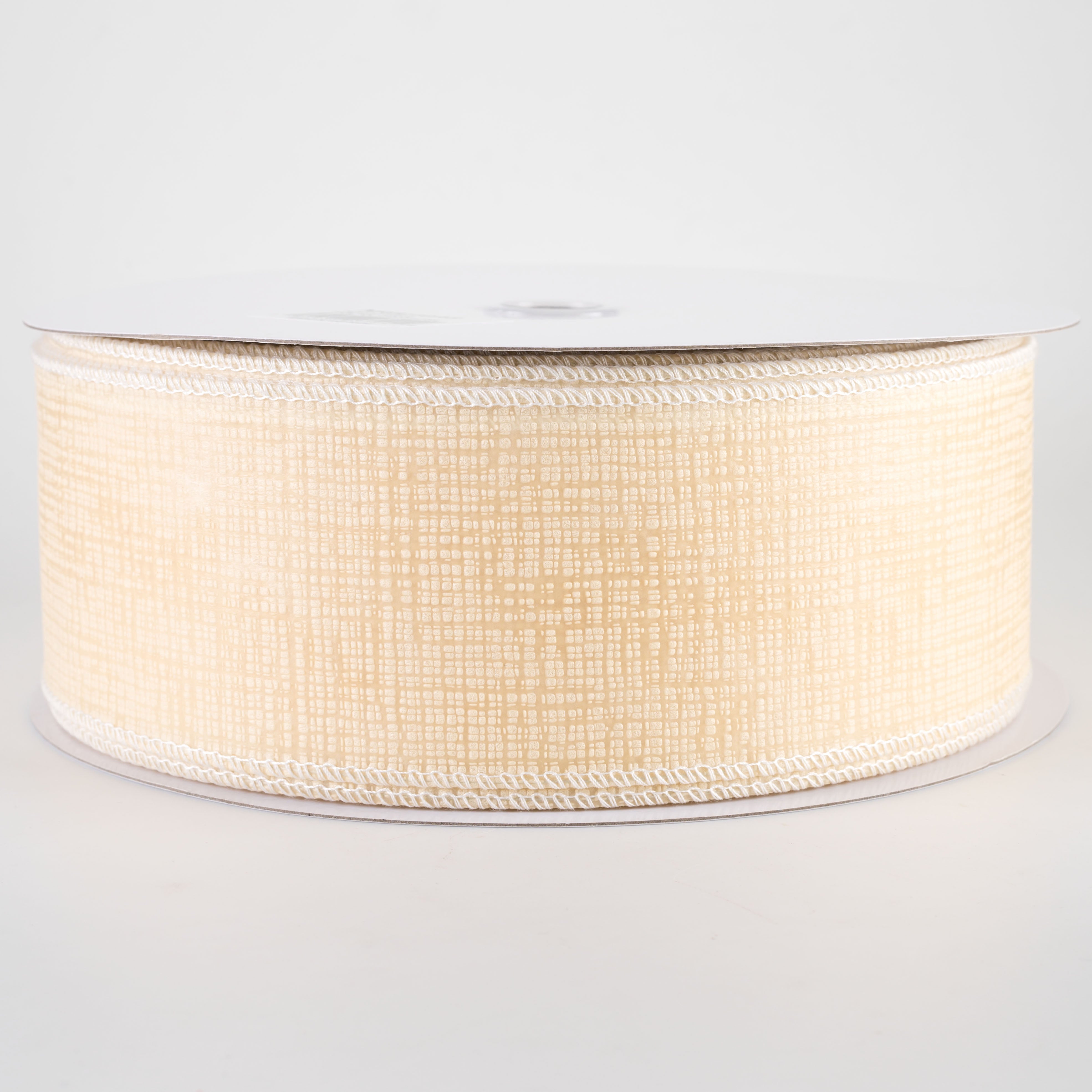 2.5" Embossed Crosshatch Breeze Ribbon: Ivory (50 Yards)