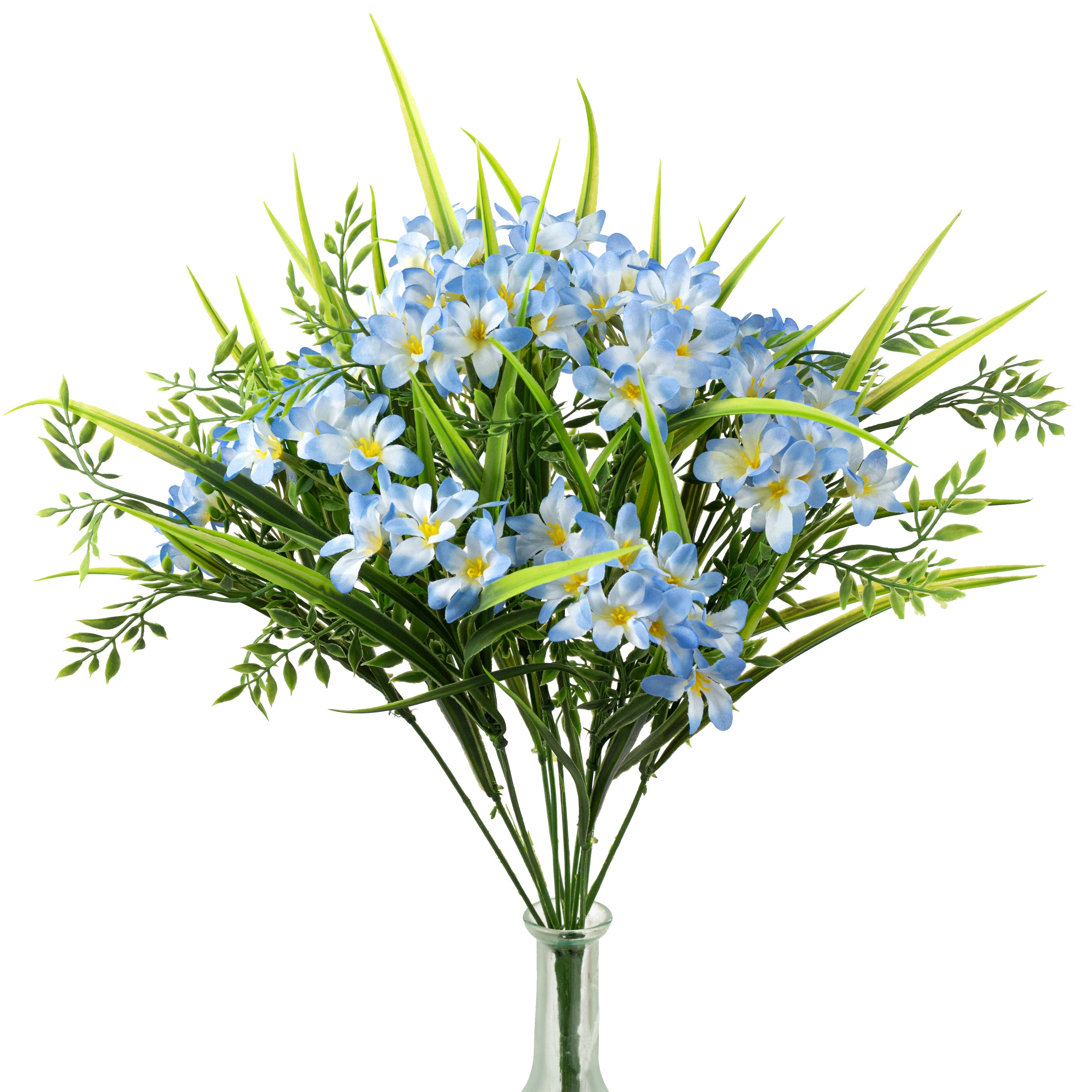 17" Wildflowers & Leaves Bush: Blue (12 Stem)