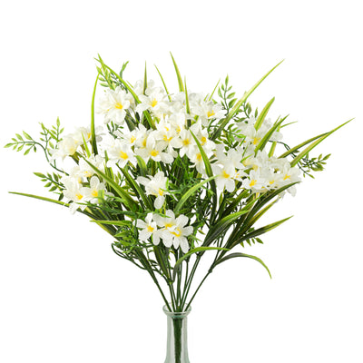 17" Wildflowers & Leaves Bush: Cream (12 Stem)