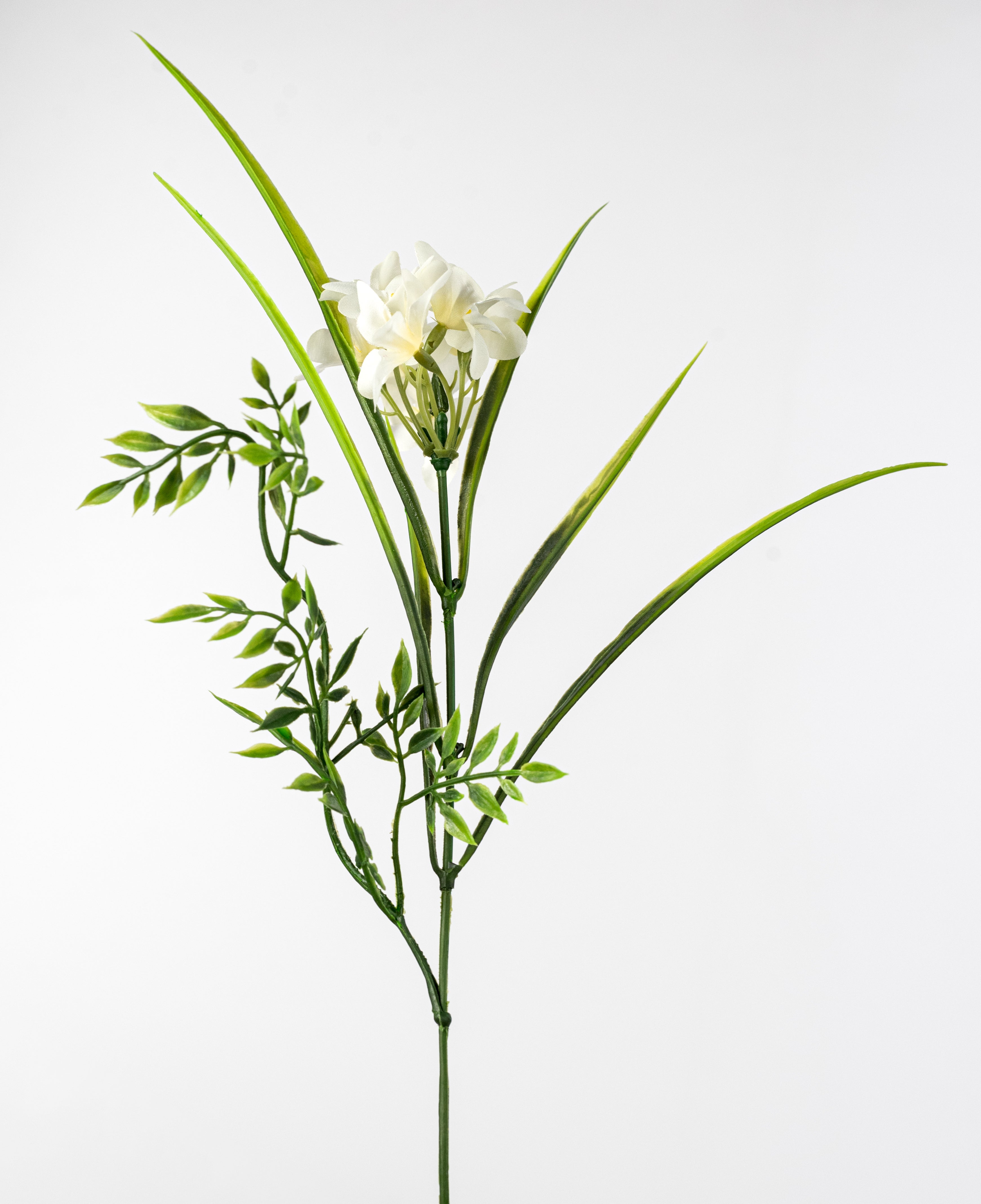 17" Wildflowers & Leaves Bush: Cream (12 Stem)
