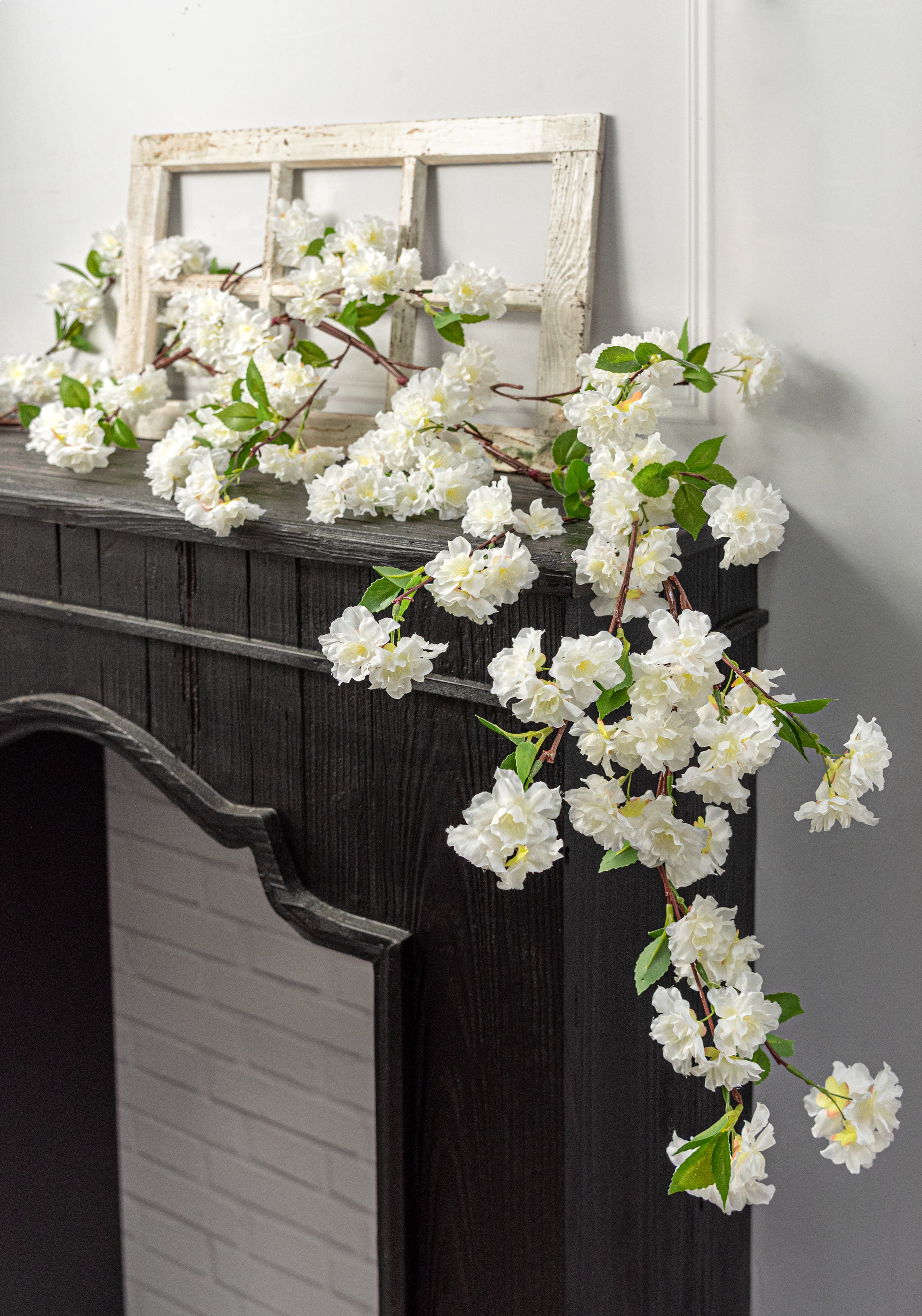 64" Cherry Blossom Garland: White