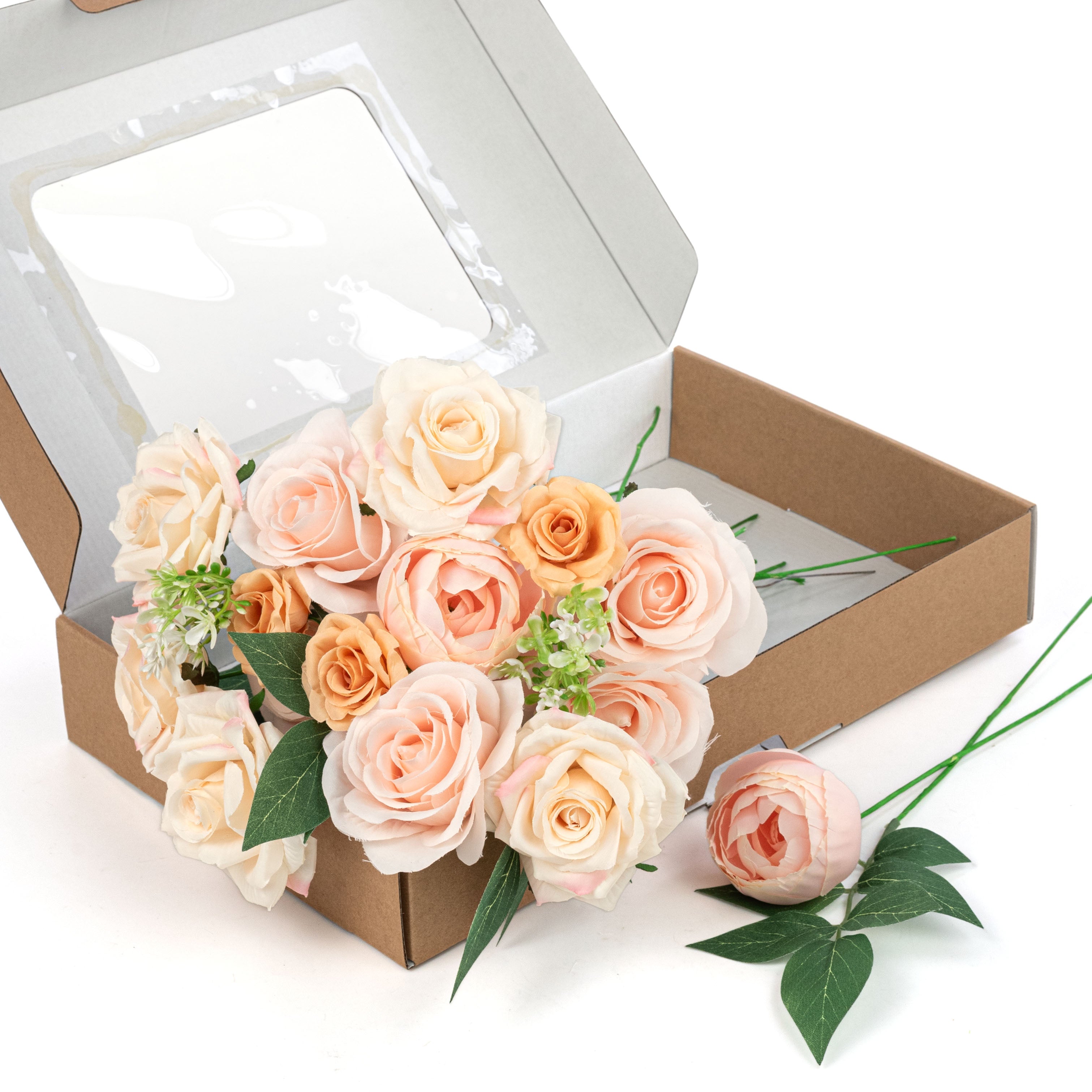 Boxed Pick Mix: Pink Champagne Roses & Peonies (29 Stem)