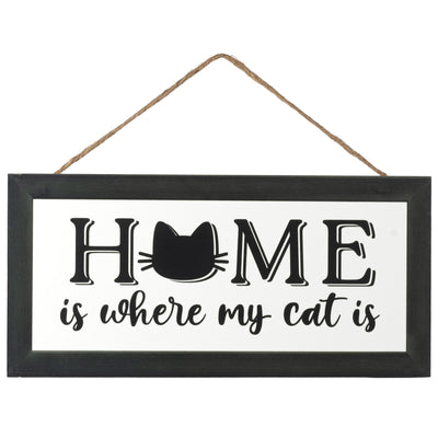 12" Wooden Sign: Cat Home