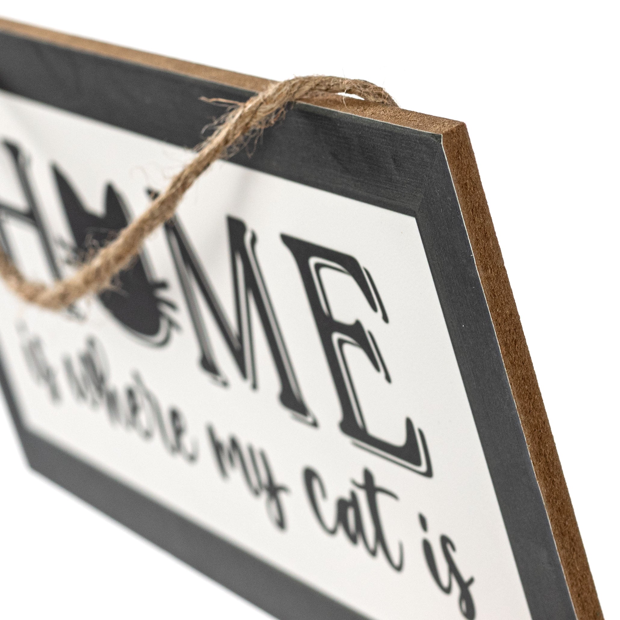 12" Wooden Sign: Cat Home