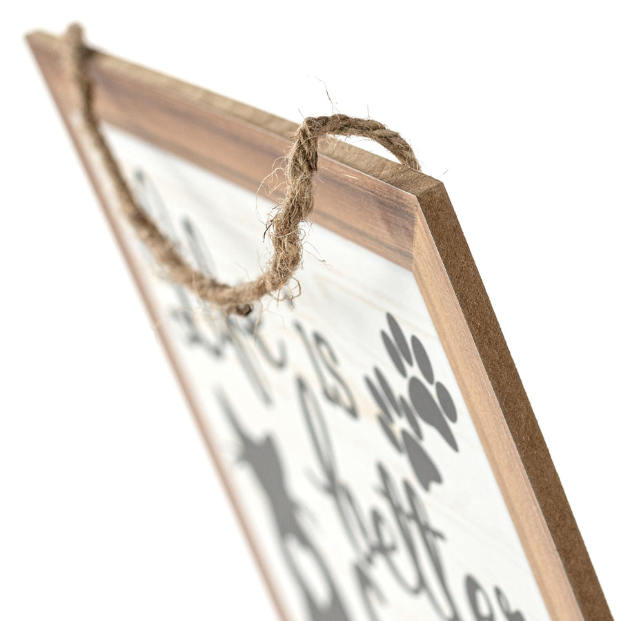 10" Square Wooden Sign: Life is Better With a Cat
