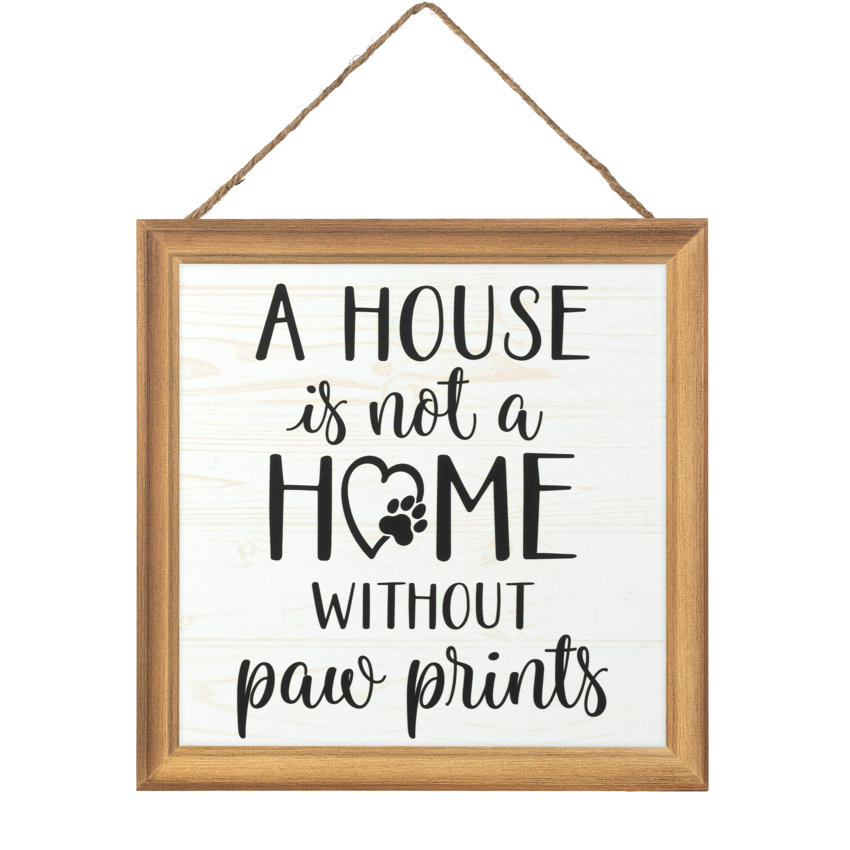 10" Square Wooden Sign: Paw Prints Home