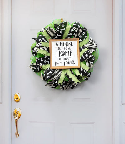 10" Square Wooden Sign: Paw Prints Home