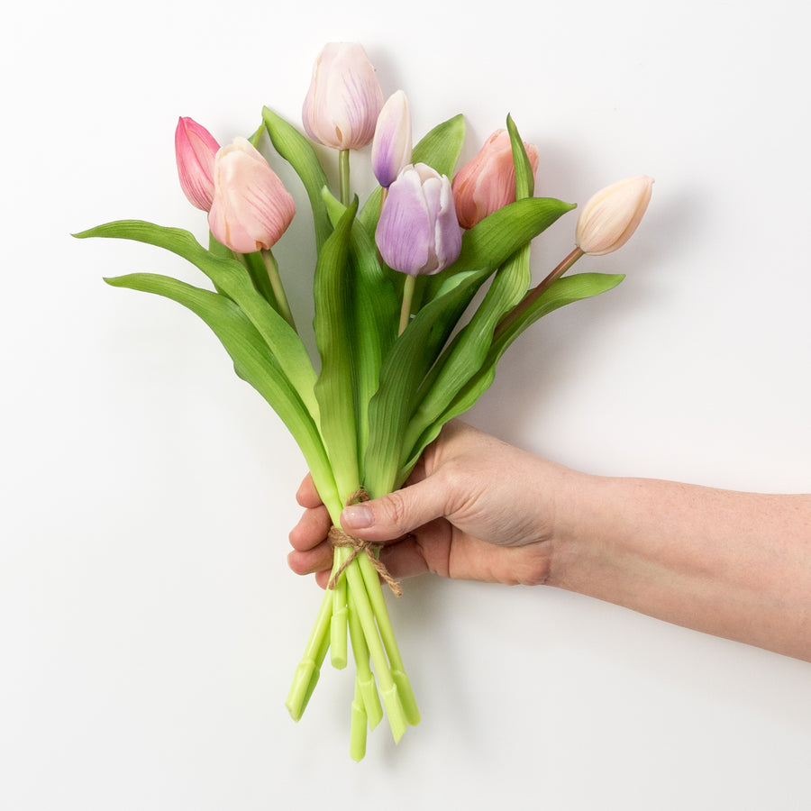 12" Mixed Artificial Tulip Bundle (7 Stem)