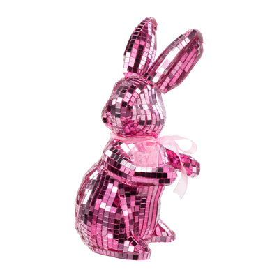 8.5" Mirror Disco Ball Bunny: Pink